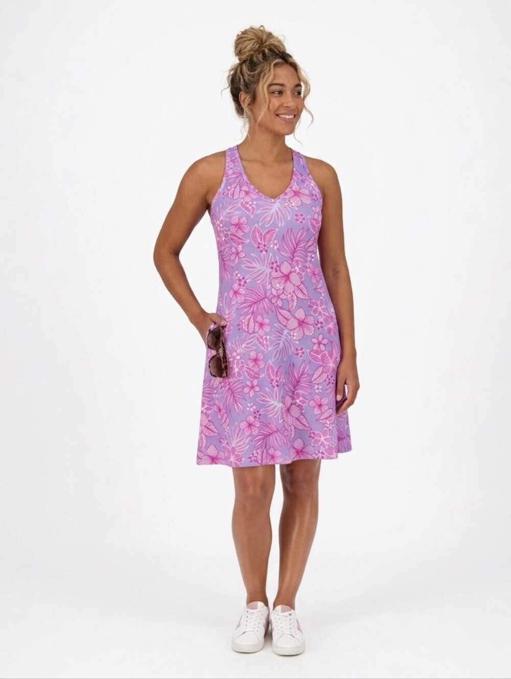 Pink Floral Athletic Hiking Dress Size XL. Padded Bra Insert